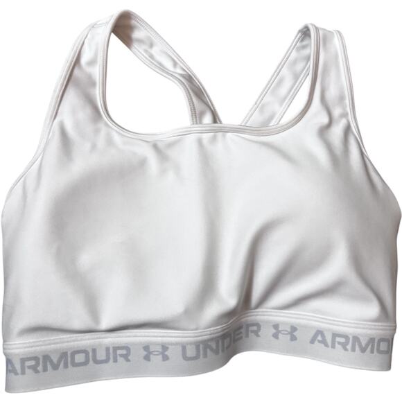 Under Armour Crossback Mid Compression Sports Bra, White, Size 2XL, NWT - Picture 1 of 3